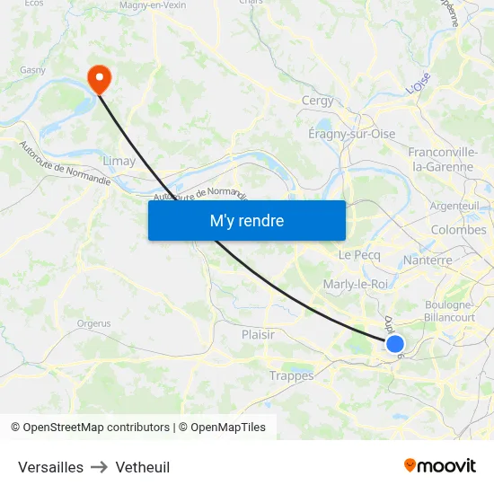 Versailles to Vetheuil map