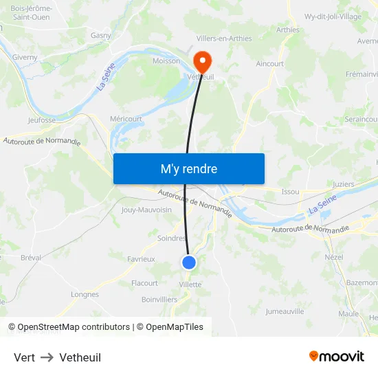 Vert to Vetheuil map