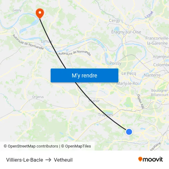 Villiers-Le-Bacle to Vetheuil map