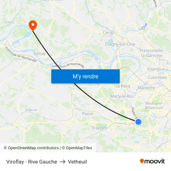 Viroflay - Rive Gauche to Vetheuil map