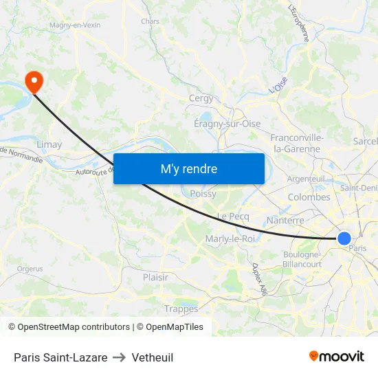 Paris Saint-Lazare to Vetheuil map
