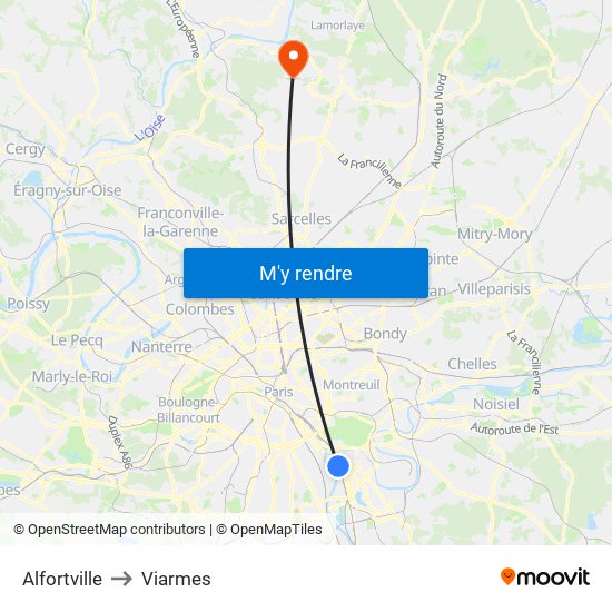Alfortville to Viarmes map