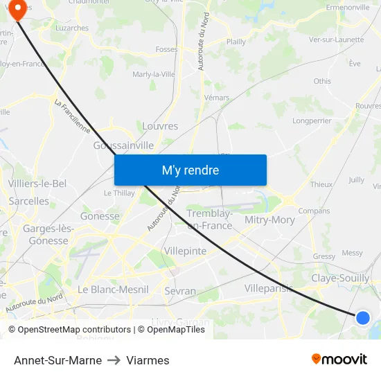 Annet-Sur-Marne to Viarmes map