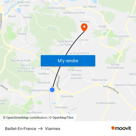 Baillet-En-France to Viarmes map