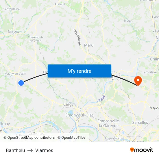 Banthelu to Viarmes map