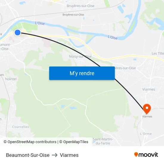 Beaumont-Sur-Oise to Viarmes map
