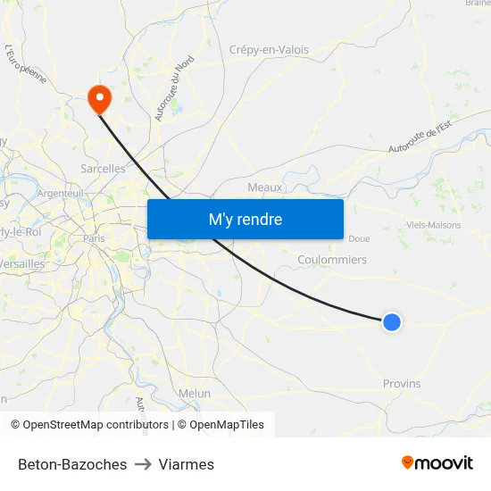 Beton-Bazoches to Viarmes map