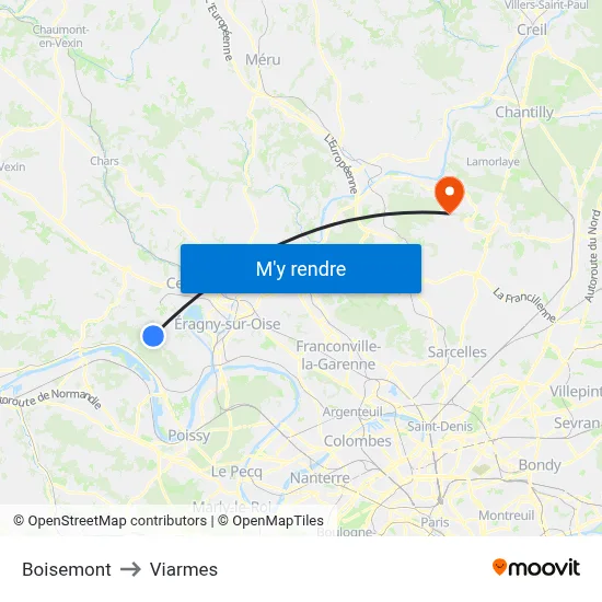 Boisemont to Viarmes map