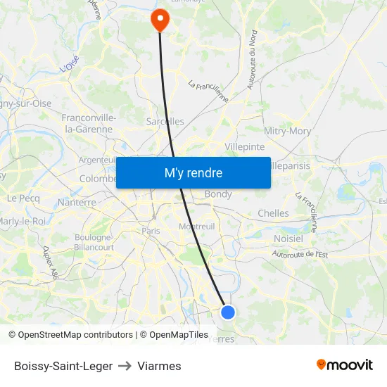 Boissy-Saint-Leger to Viarmes map