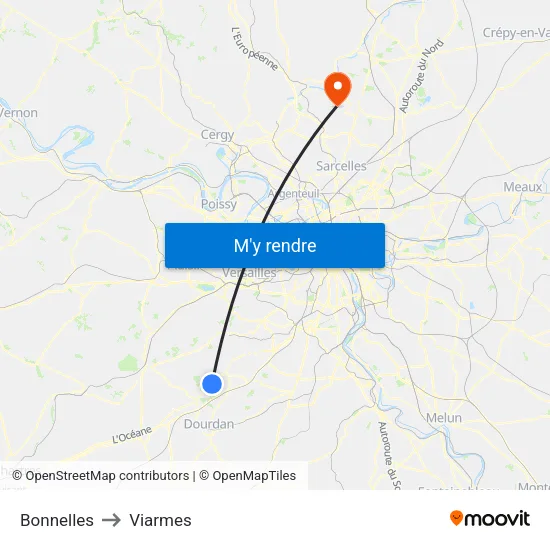 Bonnelles to Viarmes map