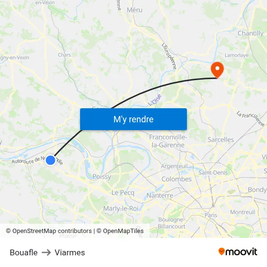 Bouafle to Viarmes map
