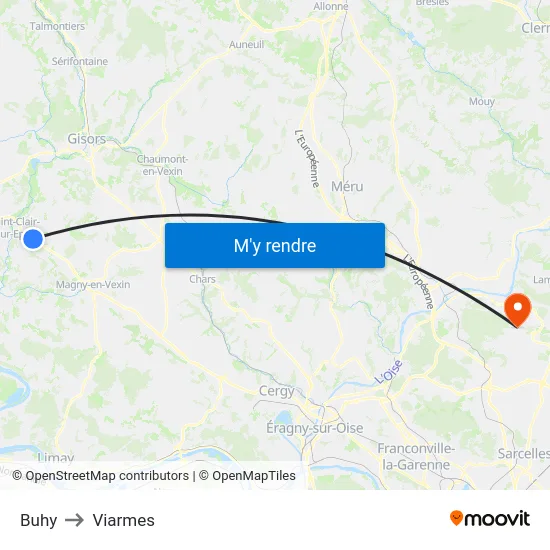 Buhy to Viarmes map