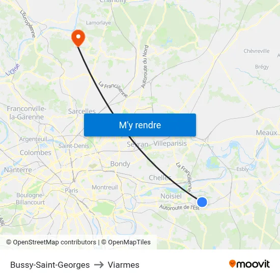 Bussy-Saint-Georges to Viarmes map