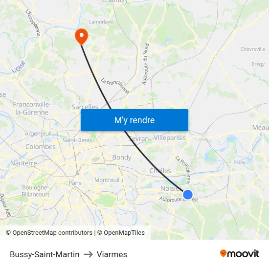 Bussy-Saint-Martin to Viarmes map