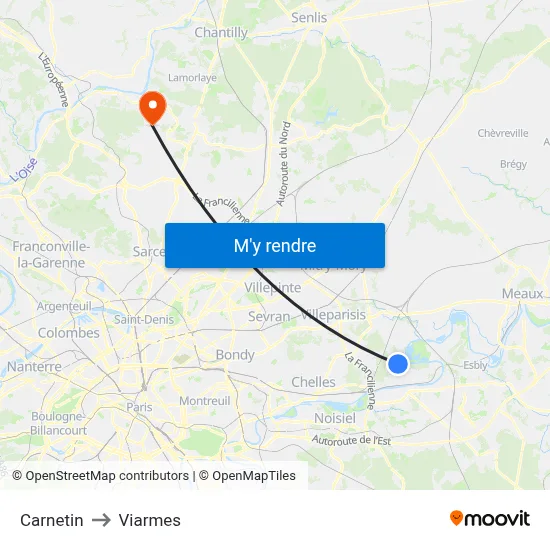 Carnetin to Viarmes map