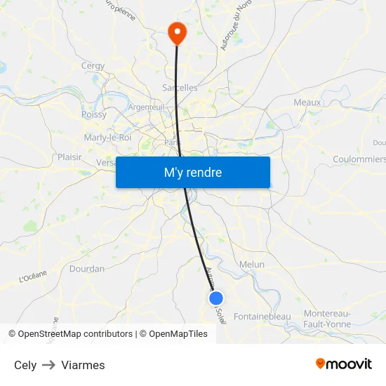 Cely to Viarmes map