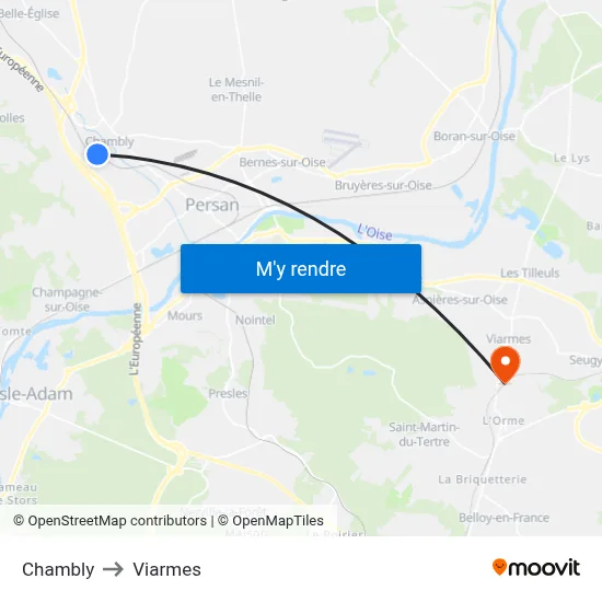 Chambly to Viarmes map