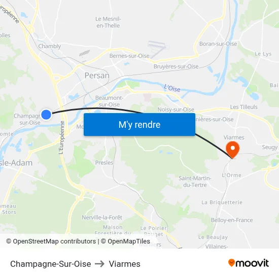 Champagne-Sur-Oise to Viarmes map