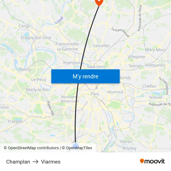 Champlan to Viarmes map