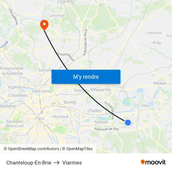 Chanteloup-En-Brie to Viarmes map