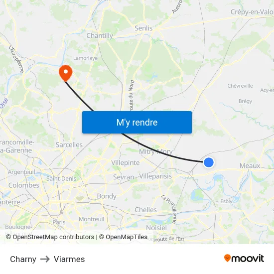 Charny to Viarmes map