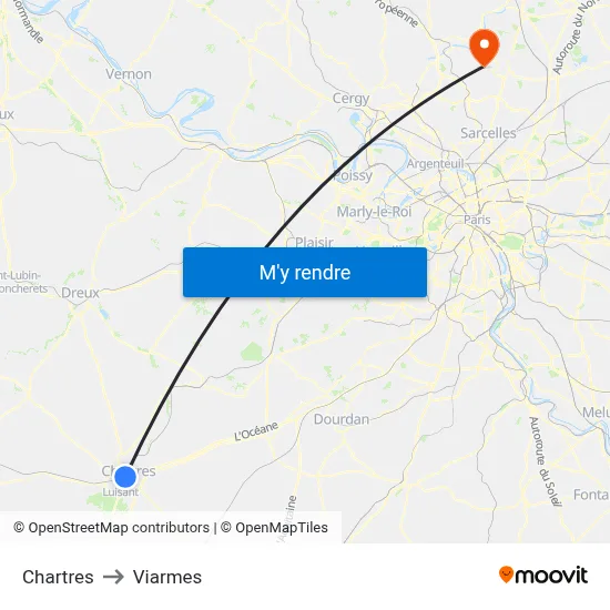 Chartres to Viarmes map
