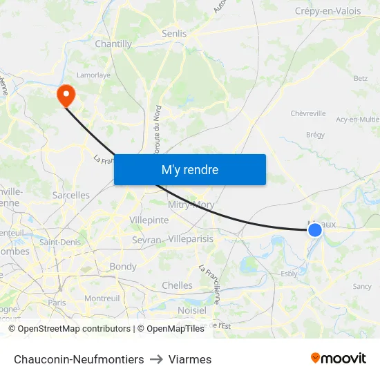 Chauconin-Neufmontiers to Viarmes map