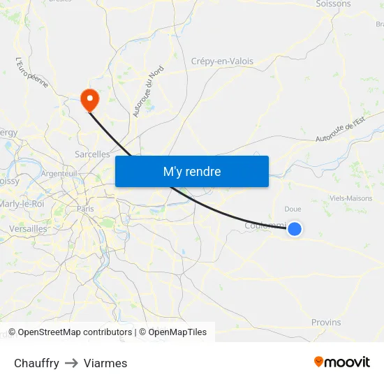 Chauffry to Viarmes map