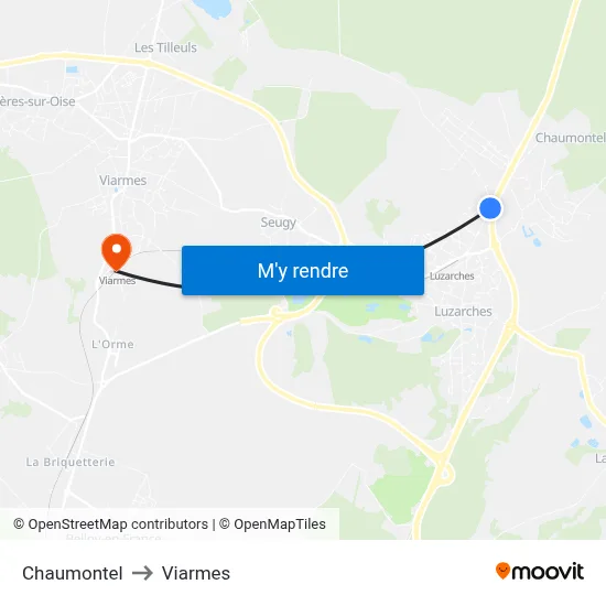 Chaumontel to Viarmes map