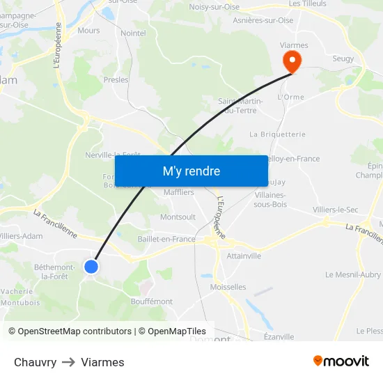 Chauvry to Viarmes map