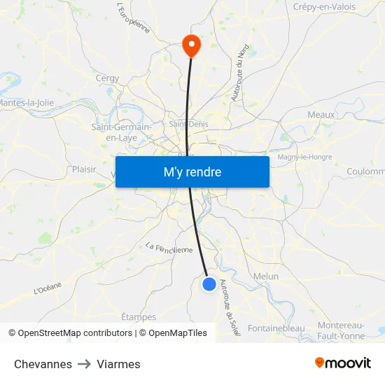 Chevannes to Viarmes map