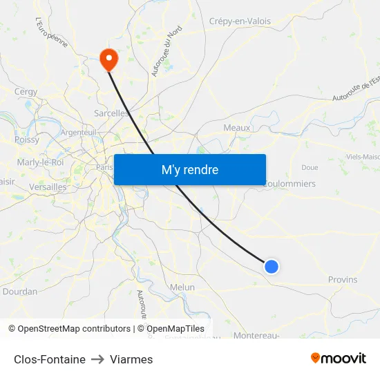 Clos-Fontaine to Viarmes map