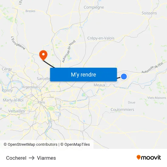 Cocherel to Viarmes map