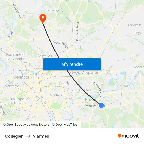 Collegien to Viarmes map