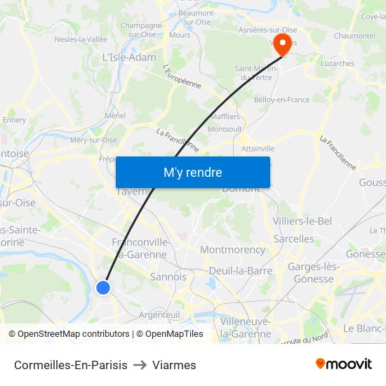 Cormeilles-En-Parisis to Viarmes map