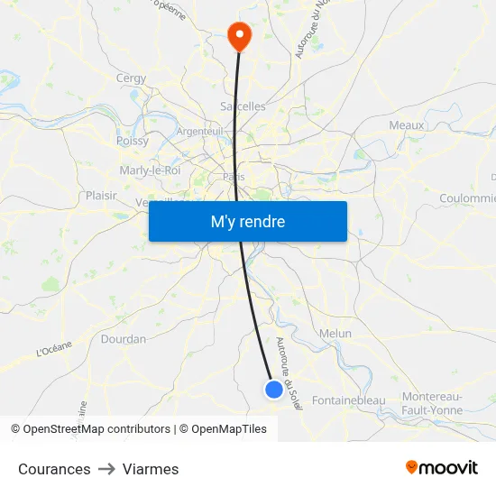 Courances to Viarmes map