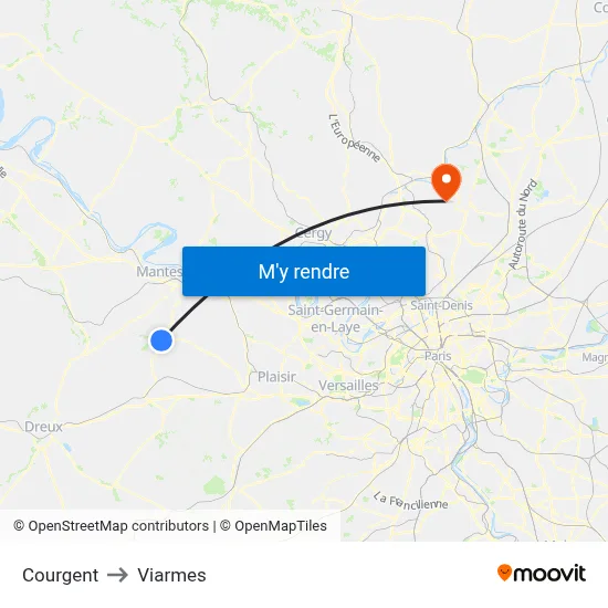 Courgent to Viarmes map
