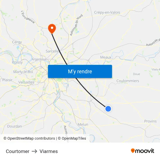 Courtomer to Viarmes map