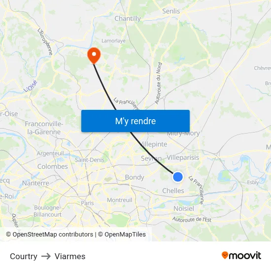 Courtry to Viarmes map