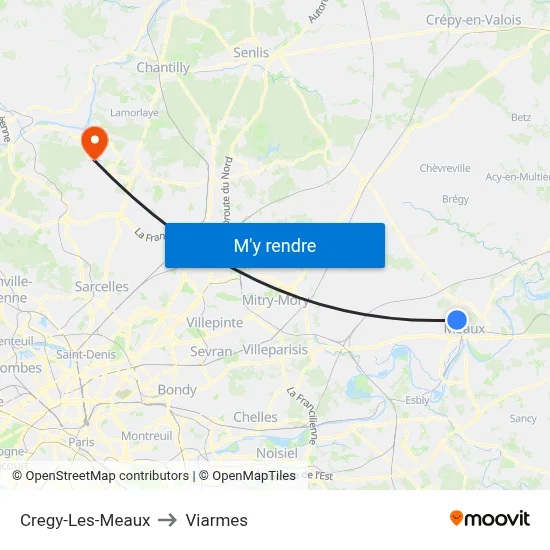 Cregy-Les-Meaux to Viarmes map
