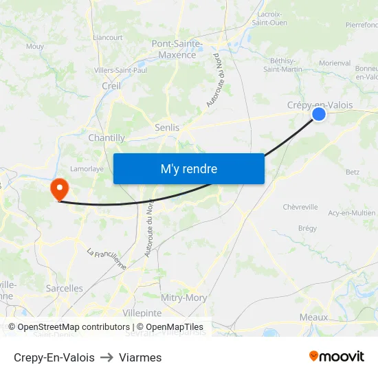 Crepy-En-Valois to Viarmes map