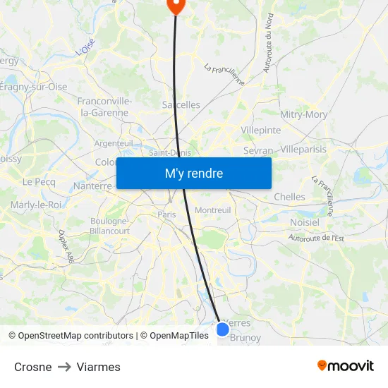 Crosne to Viarmes map