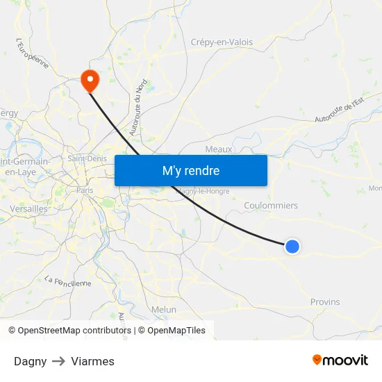 Dagny to Viarmes map