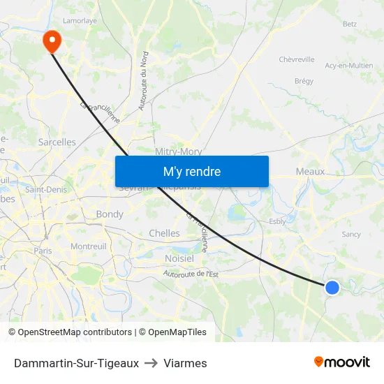 Dammartin-Sur-Tigeaux to Viarmes map