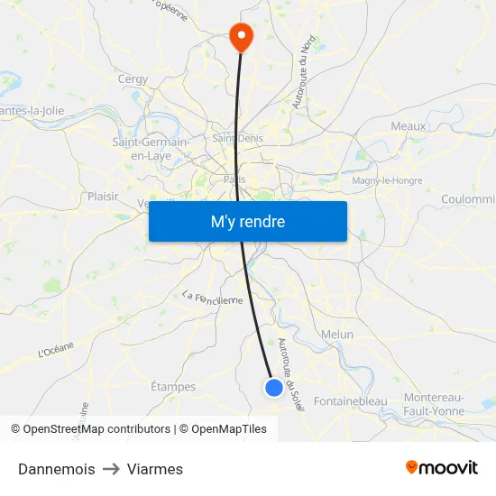 Dannemois to Viarmes map