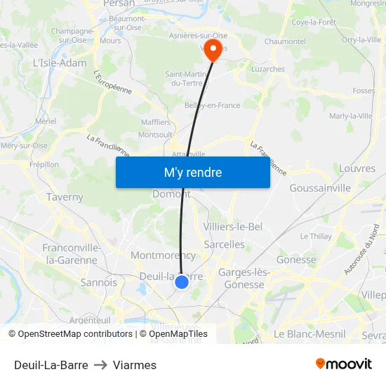 Deuil-La-Barre to Viarmes map