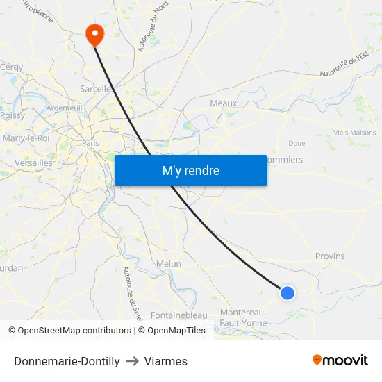 Donnemarie-Dontilly to Viarmes map