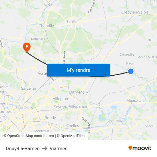 Douy-La-Ramee to Viarmes map