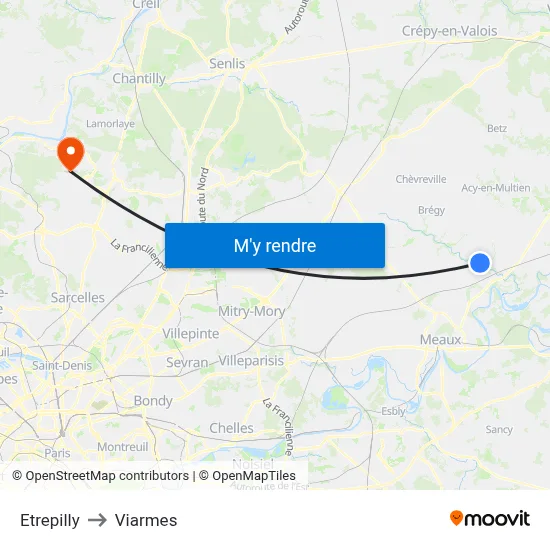 Etrepilly to Viarmes map