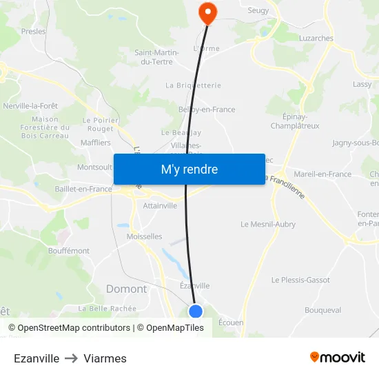 Ezanville to Viarmes map